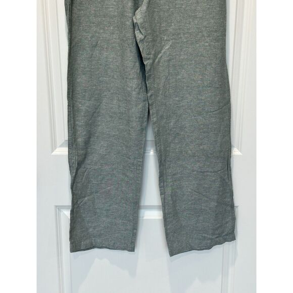 NWT Liz Claiborne Wide Leg Linen Blend Pants Dark Forest Green Size Small - Picture 5 of 9